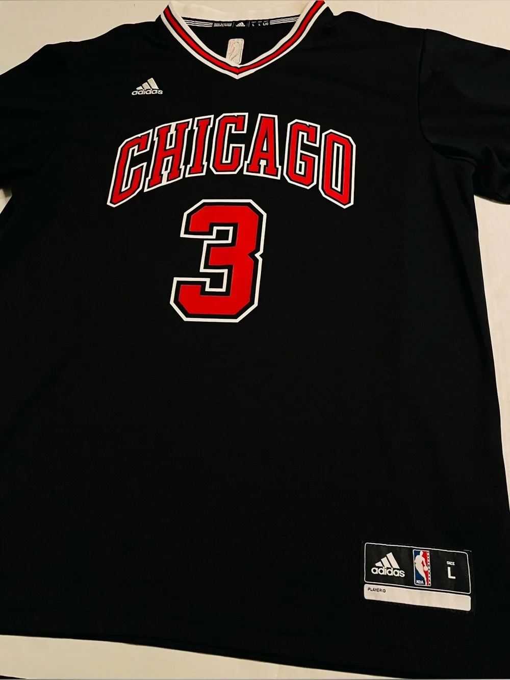 RARE Adidas 2016 Chicago Bulls Dwayne Wade Sleeved Alternate Jersey Shirt LARGE - Picture 1 of 10